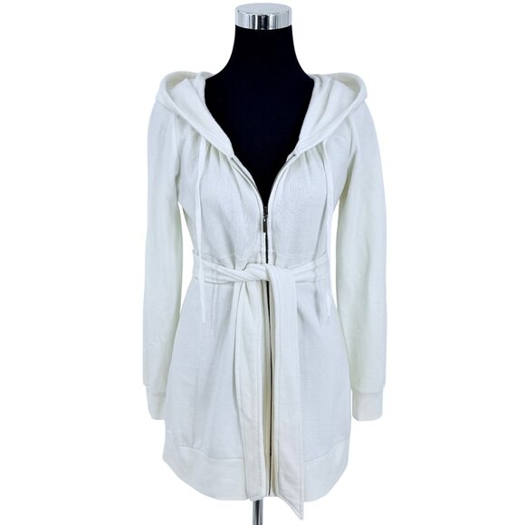 Vtg Victoria's Secret Cozy Long Hooded Zip Belted Cardigan Sweater • Y2K Coquett - Picture 13 of 16